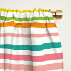 Natural Stripes Pattern Colourful Spring Green Pink Yellow Teal Orange Window Curtain Gallery Image 2