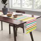 Natural Stripes Pattern Colourful Spring Green Pink Yellow Teal Orange Table Runner Gallery Image 2