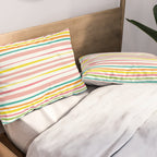 Natural Stripes Pattern Colourful Spring Green Pink Yellow Teal Orange Pillow Sham Gallery Image 2