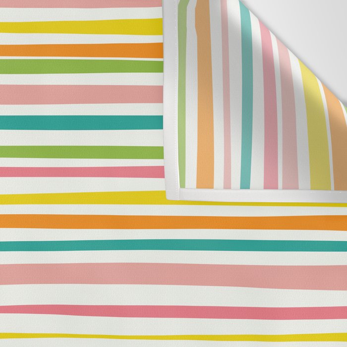 Natural Stripes Pattern Colourful Spring Green Pink Yellow Teal Orange Wall Tapestry Gallery Image 3