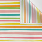 Natural Stripes Pattern Colourful Spring Green Pink Yellow Teal Orange Wall Tapestry Gallery Image 3