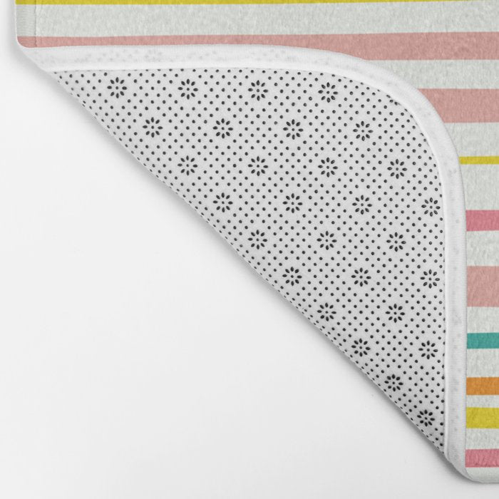 Natural Stripes Pattern Colourful Spring Green Pink Yellow Teal Orange Bath Mat Gallery Image 2