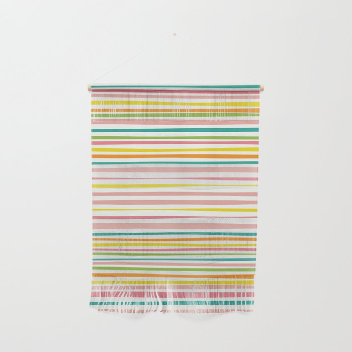 Natural Stripes Pattern Colourful Spring Green Pink Yellow Teal Orange Wall Hanging Gallery Image 1