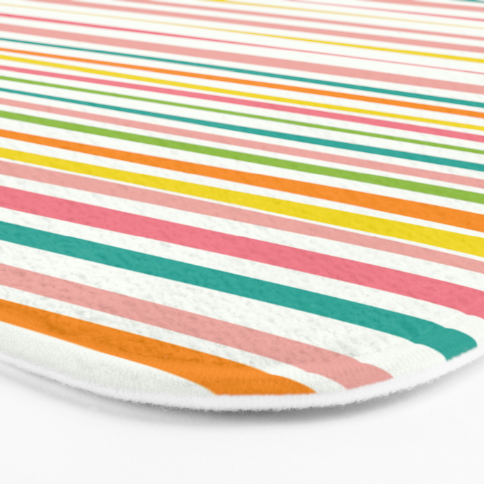 Natural Stripes Pattern Colourful Spring Green Pink Yellow Teal Orange Bath Mat Gallery Image 3