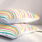 Natural Stripes Pattern Colourful Spring Green Pink Yellow Teal Orange Pillow Sham Gallery Image 3