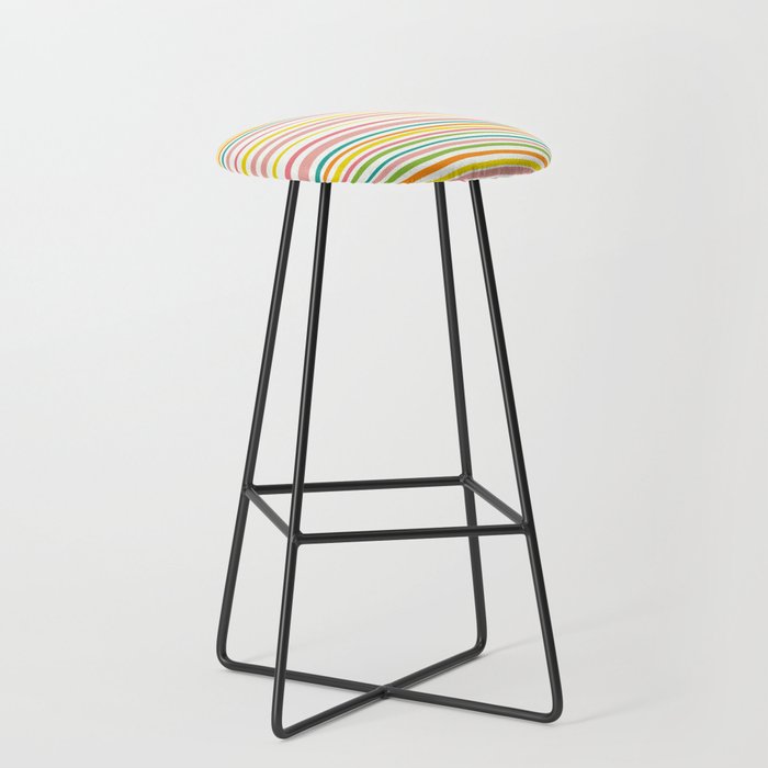 Natural Stripes Pattern Colourful Spring Green Pink Yellow Teal Orange Stool Gallery Image 1