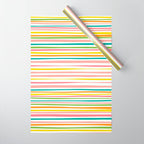 Natural Stripes Pattern Colourful Spring Green Pink Yellow Teal Orange Wrapping Paper Gallery Image 1
