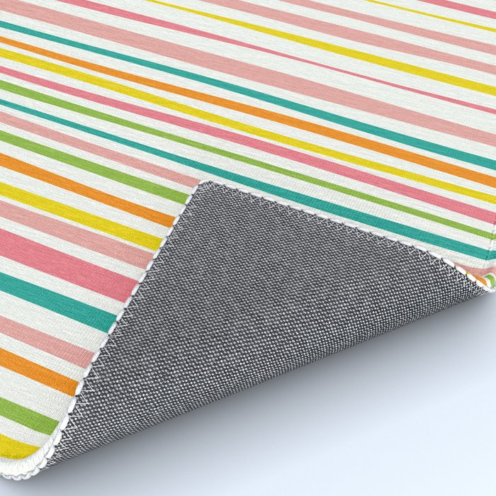 Natural Stripes Pattern Colourful Spring Green Pink Yellow Teal Orange Rug Gallery Image 4