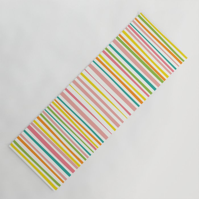 Natural Stripes Pattern Colourful Spring Green Pink Yellow Teal Orange Yoga Mat Gallery Image 1