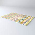 Natural Stripes Pattern Colourful Spring Green Pink Yellow Teal Orange Rug Gallery Image 3