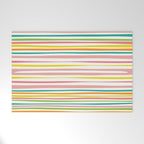 Natural Stripes Pattern Colourful Spring Green Pink Yellow Teal Orange Welcome Mat Gallery Image 1