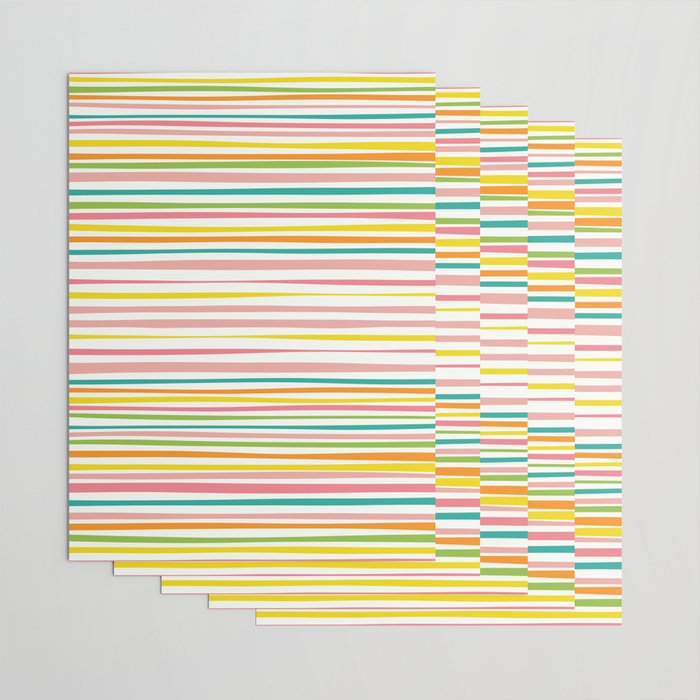 Natural Stripes Pattern Colourful Spring Green Pink Yellow Teal Orange Wrapping Paper Gallery Image 3