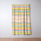 Natural Stripes Pattern Colourful Spring Green Pink Yellow Teal Orange Window Curtain Gallery Image 3