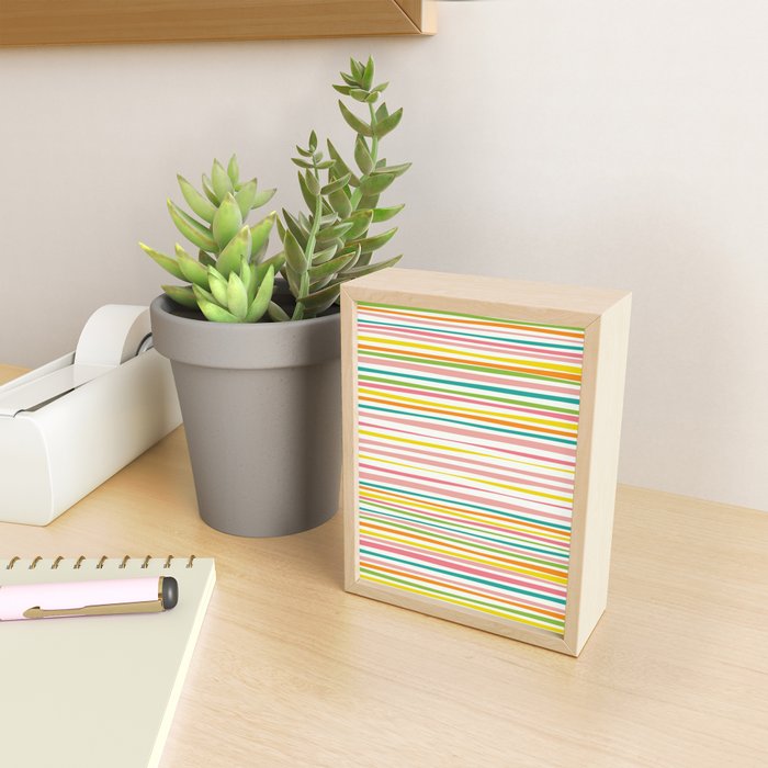 Natural Stripes Pattern Colourful Spring Green Pink Yellow Teal Orange Mini Art Print Gallery Image 2
