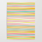 Natural Stripes Pattern Colourful Spring Green Pink Yellow Teal Orange Poster Gallery Image 4