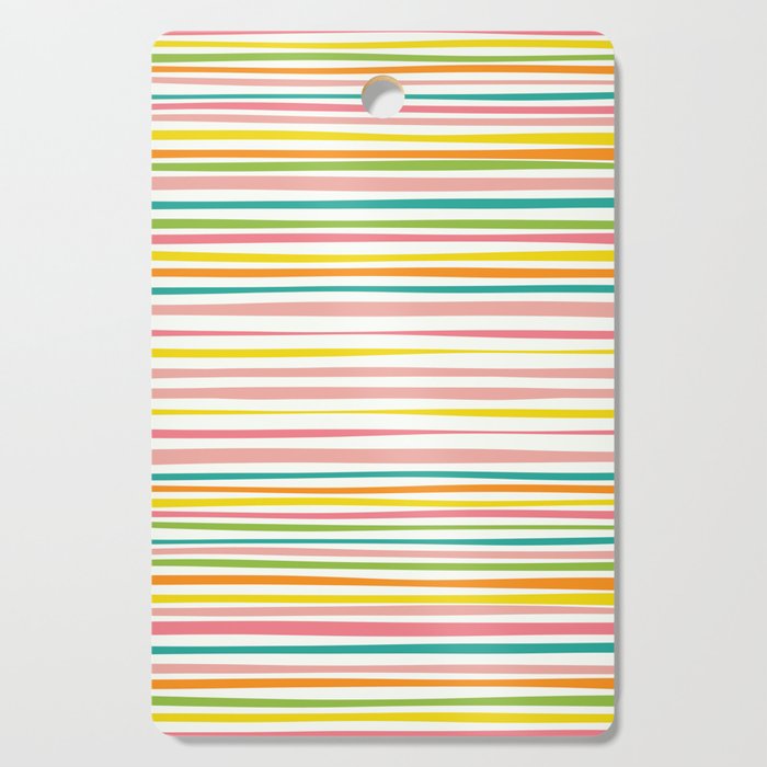 Natural Stripes Pattern Colourful Spring Green Pink Yellow Teal Orange Cutting Board Gallery Image 1