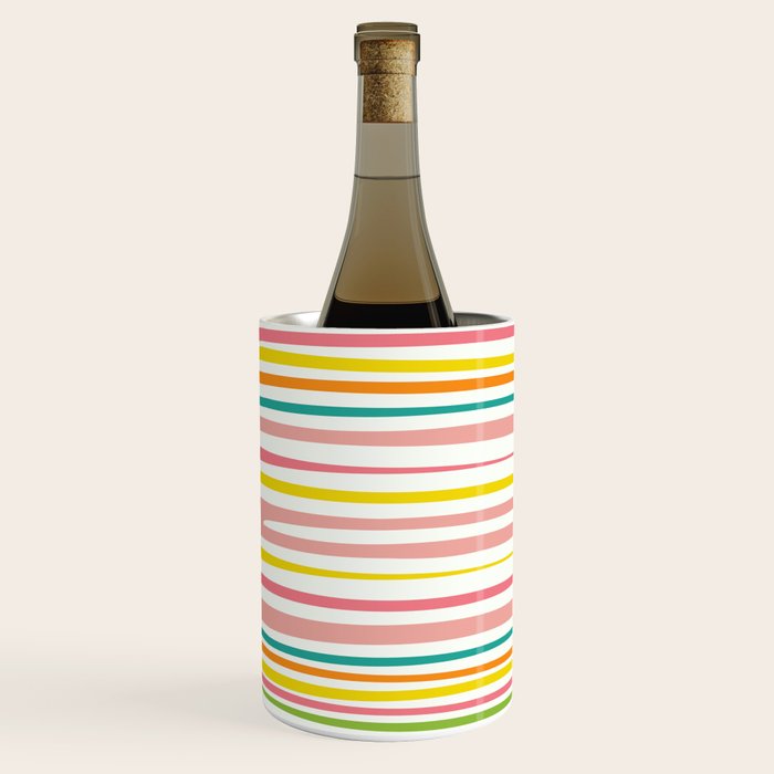 Natural Stripes Pattern Colourful Spring Green Pink Yellow Teal Orange Wine Chiller Gallery Image 2