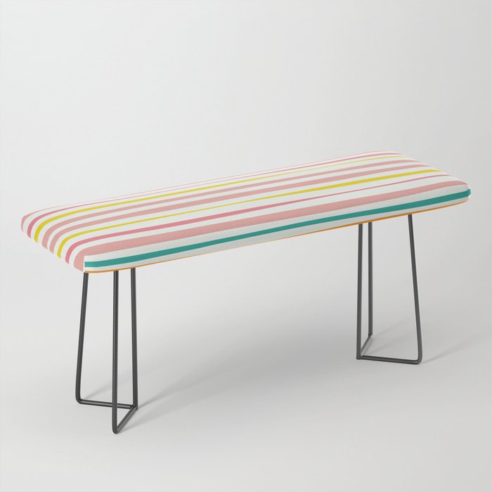 Natural Stripes Pattern Colourful Spring Green Pink Yellow Teal Orange Bench Gallery Image 1