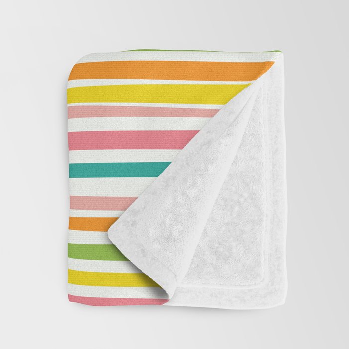 Natural Stripes Pattern Colourful Spring Green Pink Yellow Teal Orange Throw Blanket Gallery Image 3