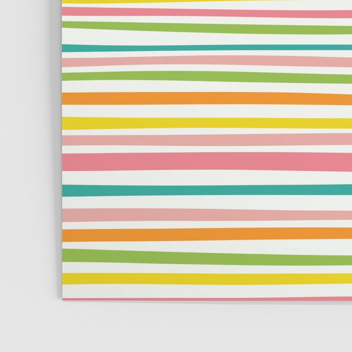 Natural Stripes Pattern Colourful Spring Green Pink Yellow Teal Orange Poster Gallery Image 3