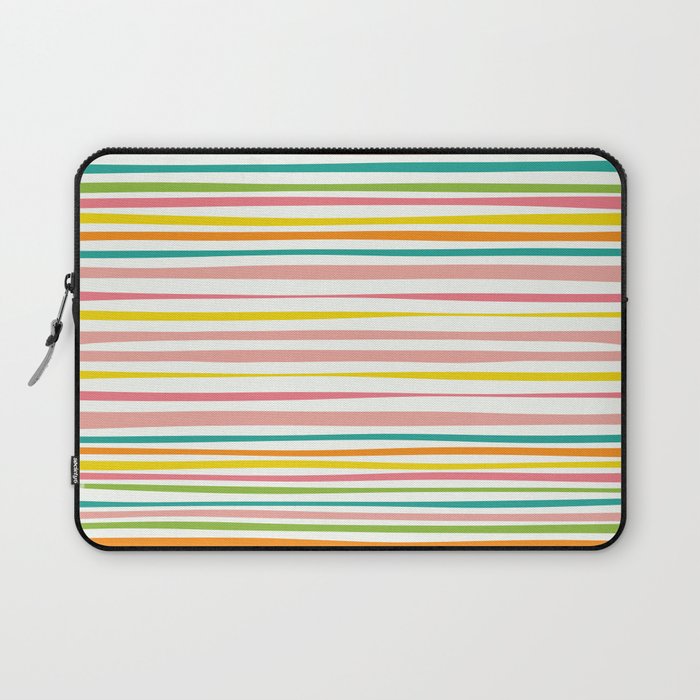 Natural Stripes Pattern Colourful Spring Green Pink Yellow Teal Orange Laptop Sleeve Gallery Image 1