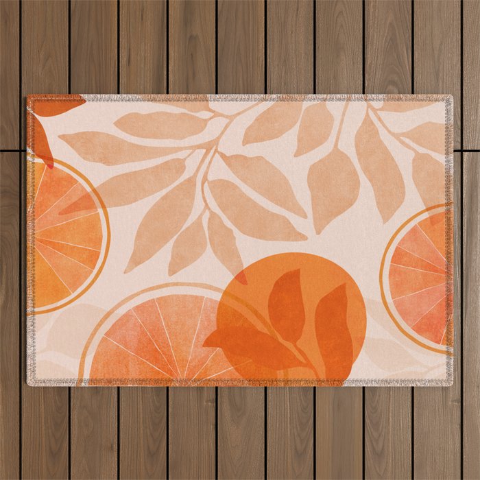 Sweet Orange Citrus Collage Outdoor Rug Gallery Image 1