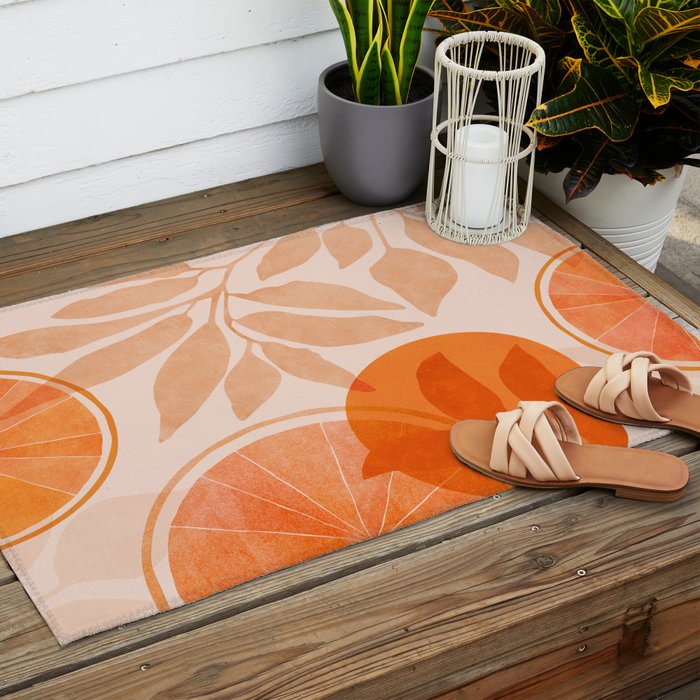 Sweet Orange Citrus Collage Outdoor Rug Gallery Image 2