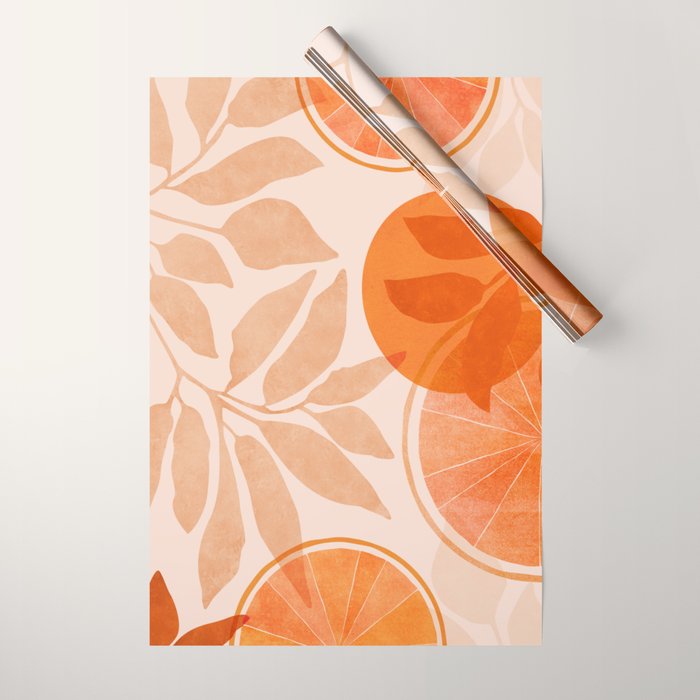 Sweet Orange Citrus Collage Wrapping Paper Gallery Image 1