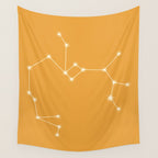 Sagittarius Zodiac Star Constellation Line Art Peach Orange Wall Tapestry Gallery Image 4