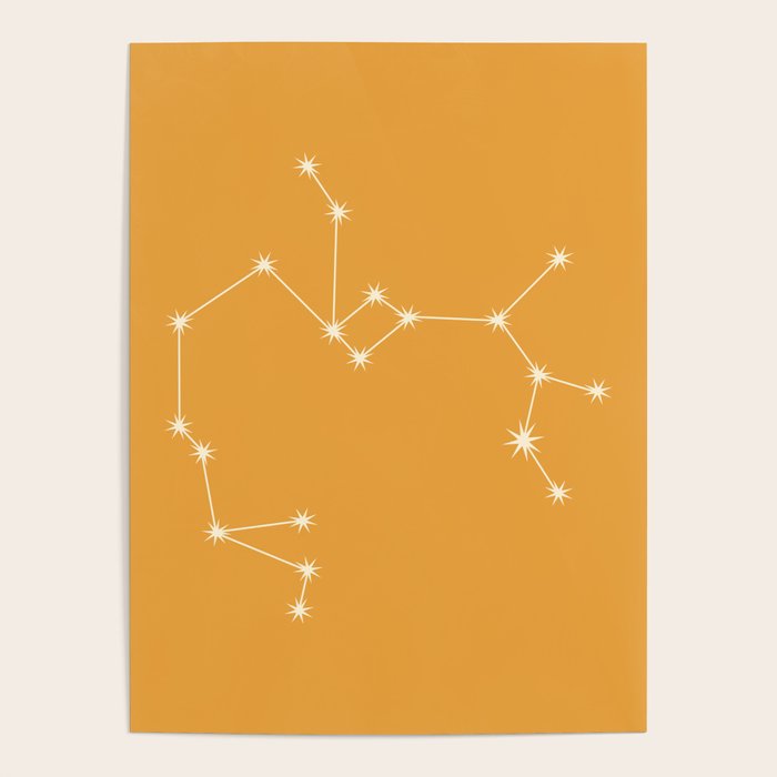 Sagittarius Zodiac Star Constellation Line Art Peach Orange Poster Gallery Image 4