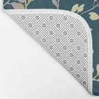 Leaves, Teal and Gold, Floral Artwork Print Bath Mat Gallery Image 2