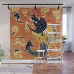 Ningxia Blue Dragon Chinese Pillar Antique Rug Print Wall Mural Gallery Image 1