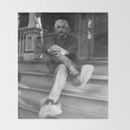 Funny Einstein in Fuzzy Slippers Classic Black and White Satirical Photography - Photographs Throw Blanket Gallery Image 2
