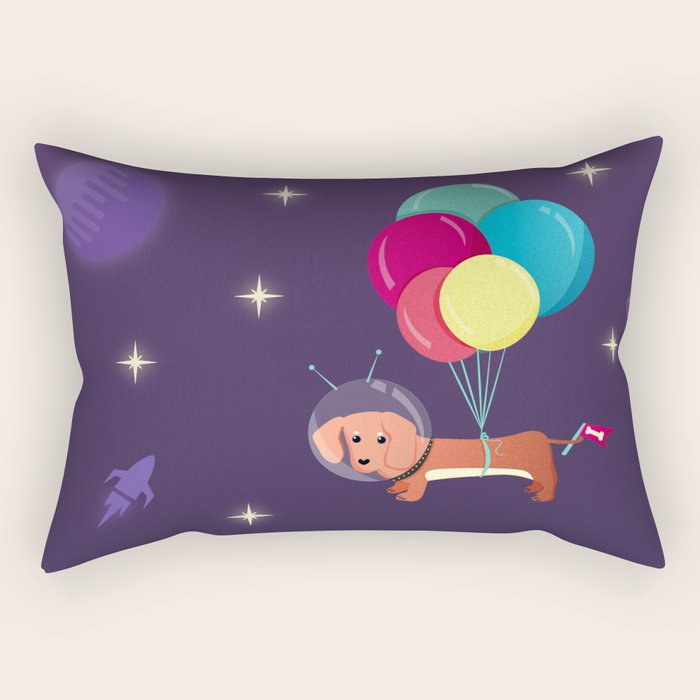 Galaxy Dog with balloons Rectangular Pillow Gallery Image 1