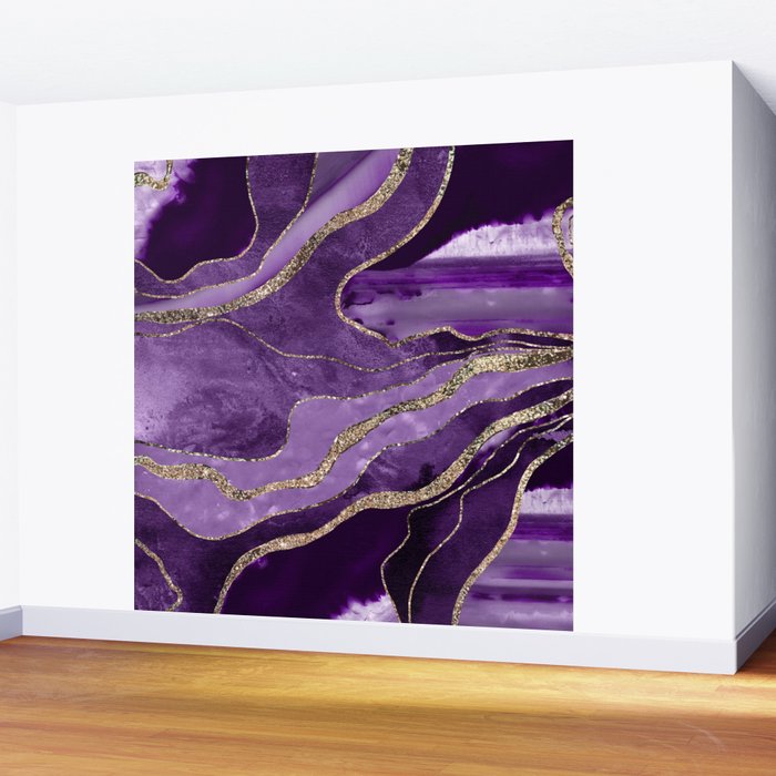 Purple Marble Agate Gold Glitter Glam #1 (Faux Glitter) #decor #art #society6 Wall Mural Gallery Image 2