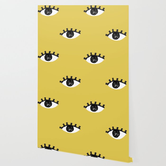 Inky Textured Eye Pattern - Olive Oil Wallpaper Gallery Image 2
