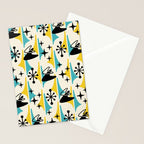 Mid Century Modern Cosmic Boomerang 726 Black Turquoise and Yellow Stationery Card Gallery Image 2