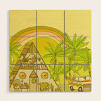 a frame simple living // banana pancakes // retro surf art by surfy birdy Wood Wall Art Gallery Image 1