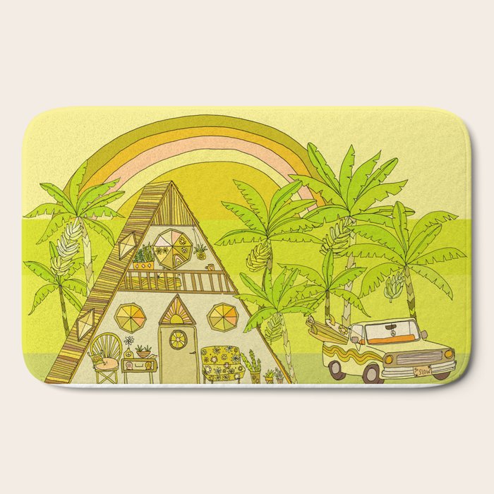 a frame simple living // banana pancakes // retro surf art by surfy birdy Bath Mat Gallery Image 2