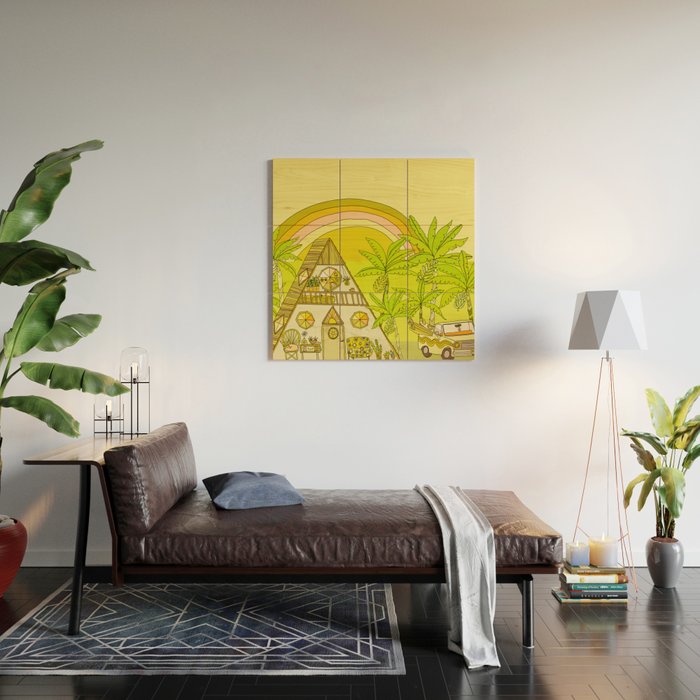 a frame simple living // banana pancakes // retro surf art by surfy birdy Wood Wall Art Gallery Image 2