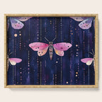 Night Garden Pink Watercolor Moths on Dark Purple All Over Serving Tray Gallery Image 1