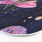 Night Garden Pink Watercolor Moths on Dark Purple All Over Bath Mat Gallery Image 3