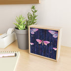 Night Garden Pink Watercolor Moths on Dark Purple All Over Mini Art Print Gallery Image 2