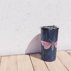 Night Garden Pink Watercolor Moths on Dark Purple All Over Travel Mug Gallery Image 4