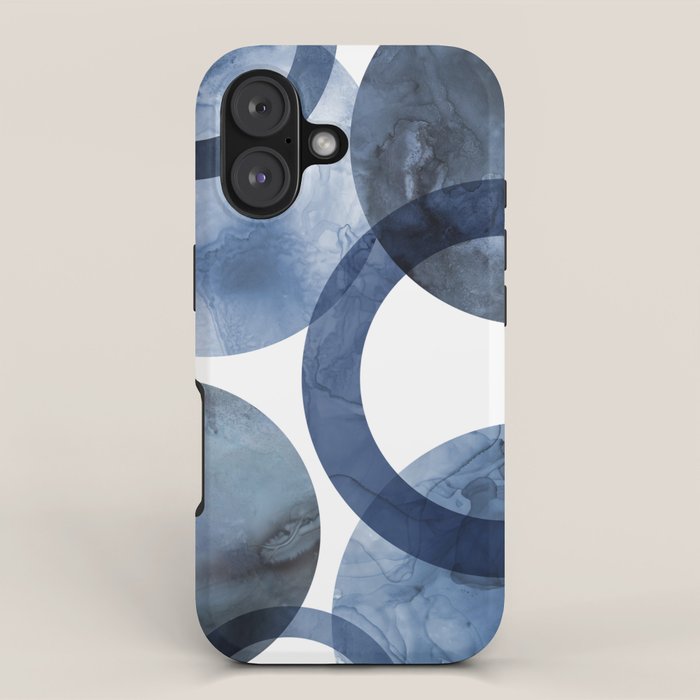 Mid Century Modern Abstract Shapes Navy Blue iPhone Case Gallery Image 1