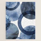 Mid Century Modern Abstract Shapes Navy Blue Jigsaw Puzzle Gallery Image 1
