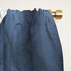 Mid Century Modern Abstract Shapes Navy Blue Window Curtain Gallery Image 2