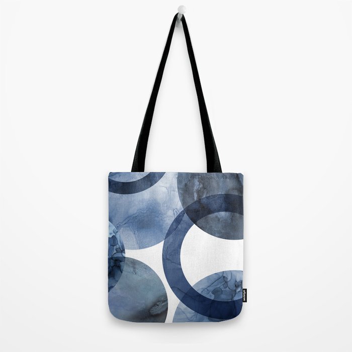 Mid Century Modern Abstract Shapes Navy Blue Tote Bag Gallery Image 2