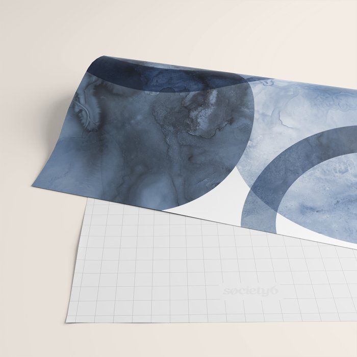 Mid Century Modern Abstract Shapes Navy Blue Wrapping Paper Gallery Image 2