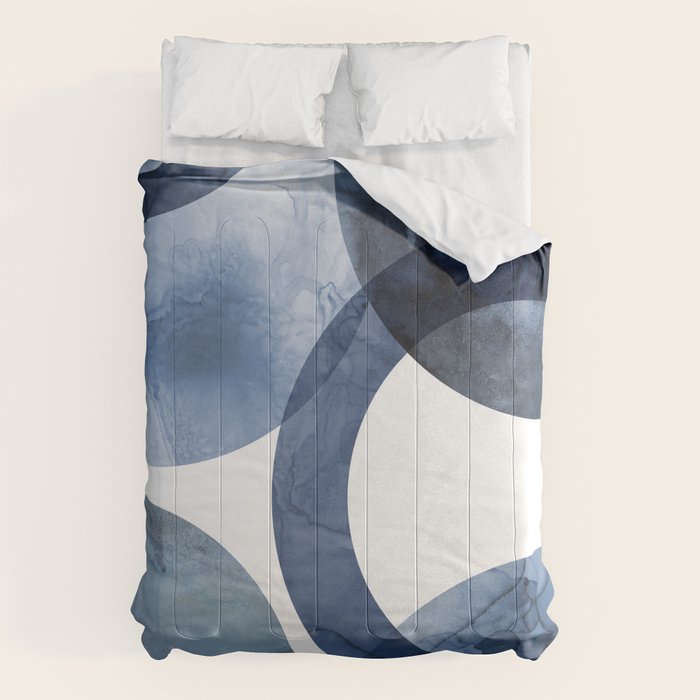 Mid Century Modern Abstract Shapes Navy Blue Comforter Gallery Image 6